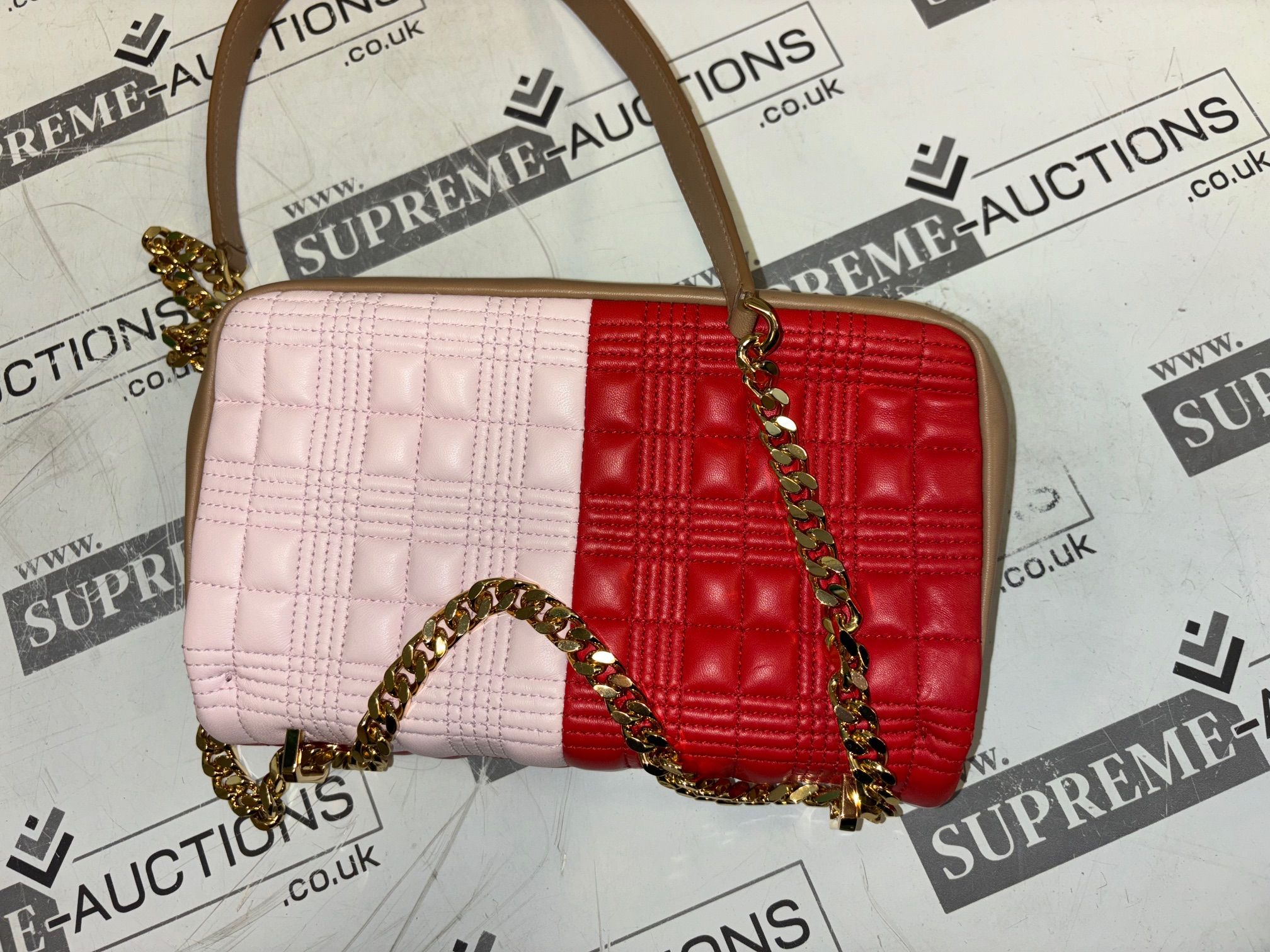 Genuine Burberry Quilted Tri-Tone Lola Bag- Red/Pink/Camel - Image 9 of 9