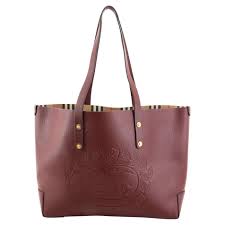 Genuine Burberry Embossed Crest Leather Tote. Burgendy - Image 3 of 11