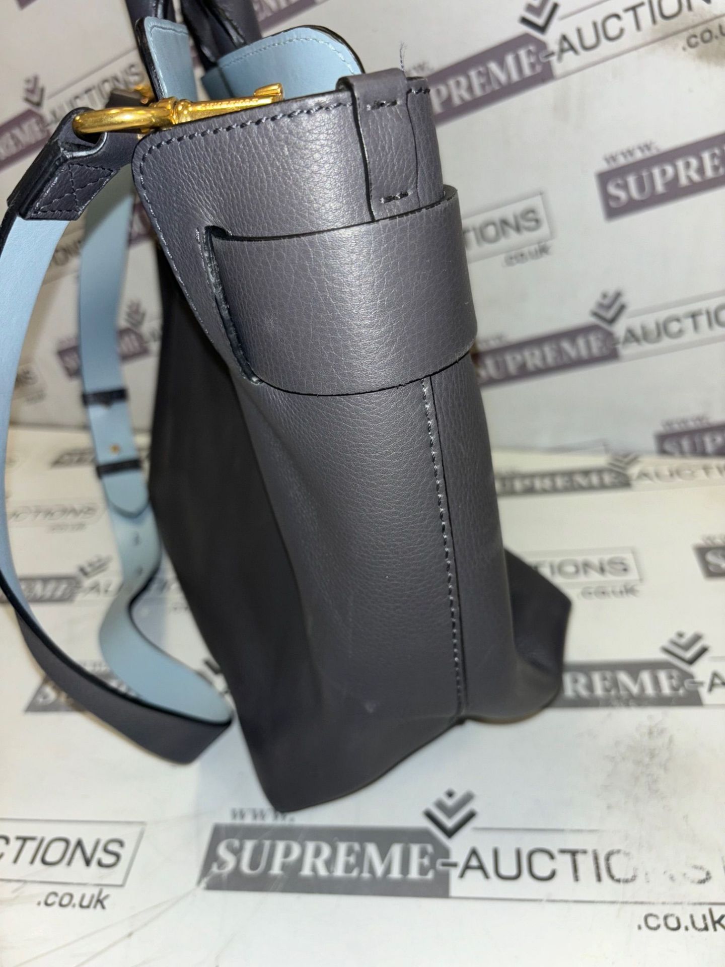 Genuine Burberry The Medium leather Belt Bag. Charcoal grey and baby blue. - Image 7 of 13
