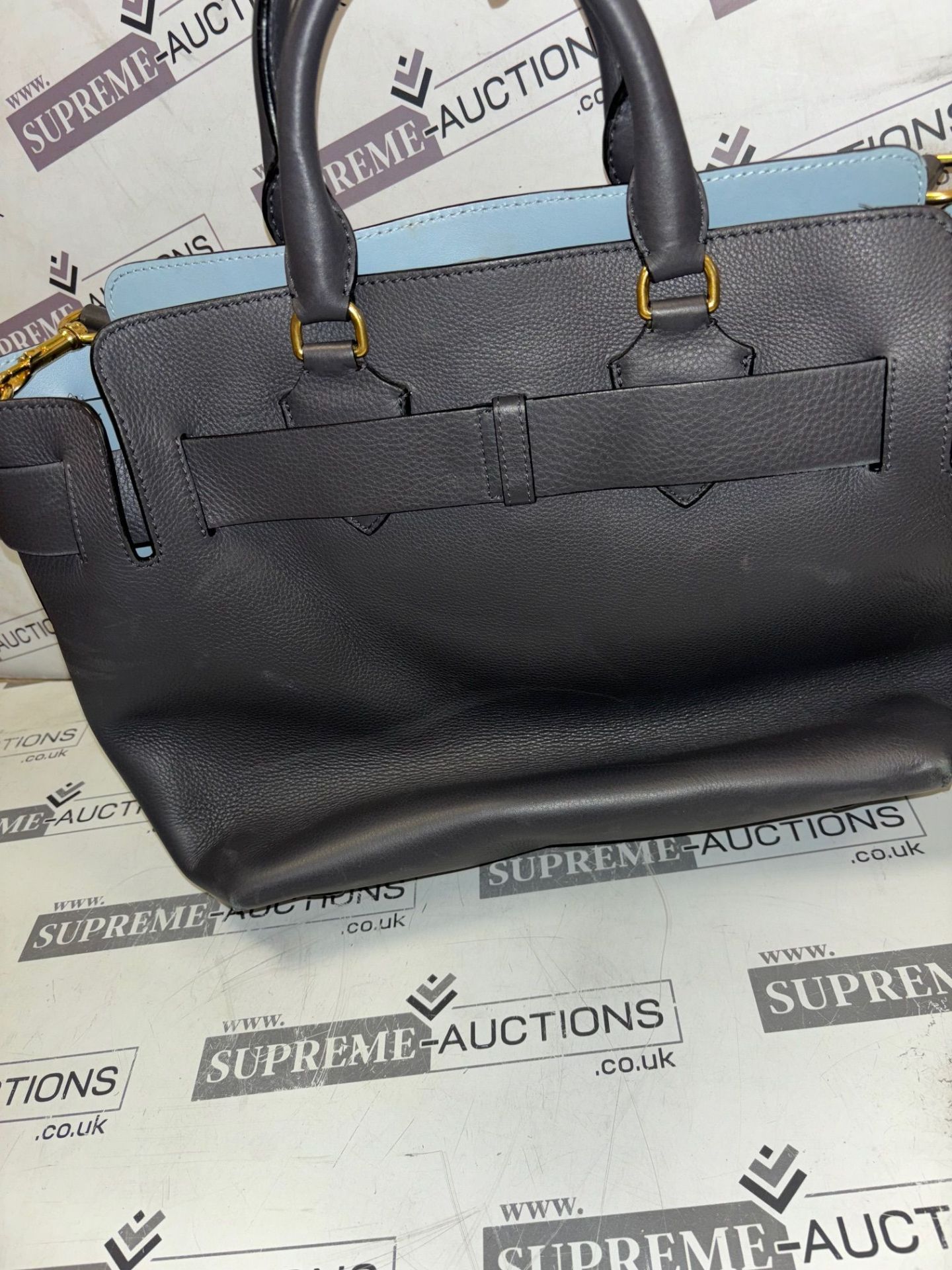 Genuine Burberry The Medium leather Belt Bag. Charcoal grey and baby blue. - Image 8 of 13