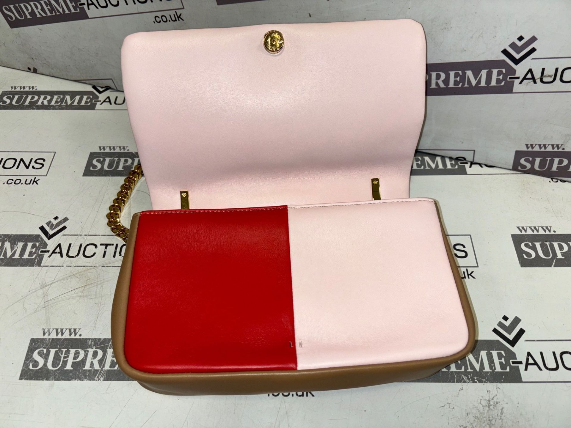 Genuine Burberry Quilted Tri-Tone Lola Bag- Red/Pink/Camel - Image 7 of 9