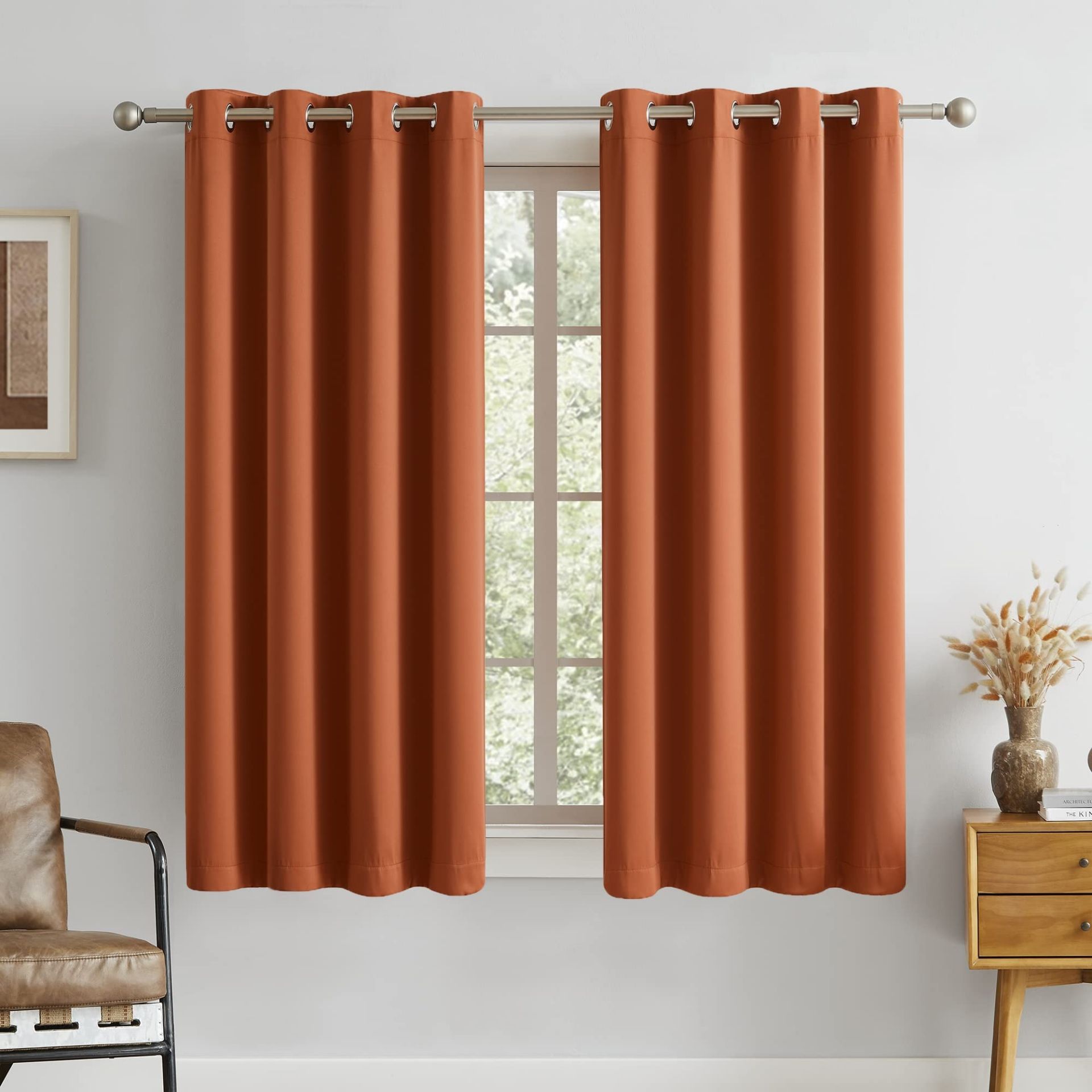 Terracotta Curtains-Rust Blackout Curtains - ER22