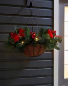 Pre Lit Poinsettia Christmas Basket - ER27