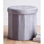 Grey Round Velvet Storage Box - ER22