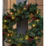 Pre-lit Berry & Cone Christmas Wreath - ER27
