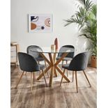 Klara Velvet Pair of Dining Chairs Charcoal / Oak Effect - ER26