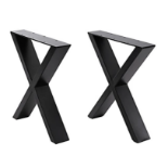 Set of 2 Black Industrial Heavy Duty X Shape Metal Table Legs - ER34