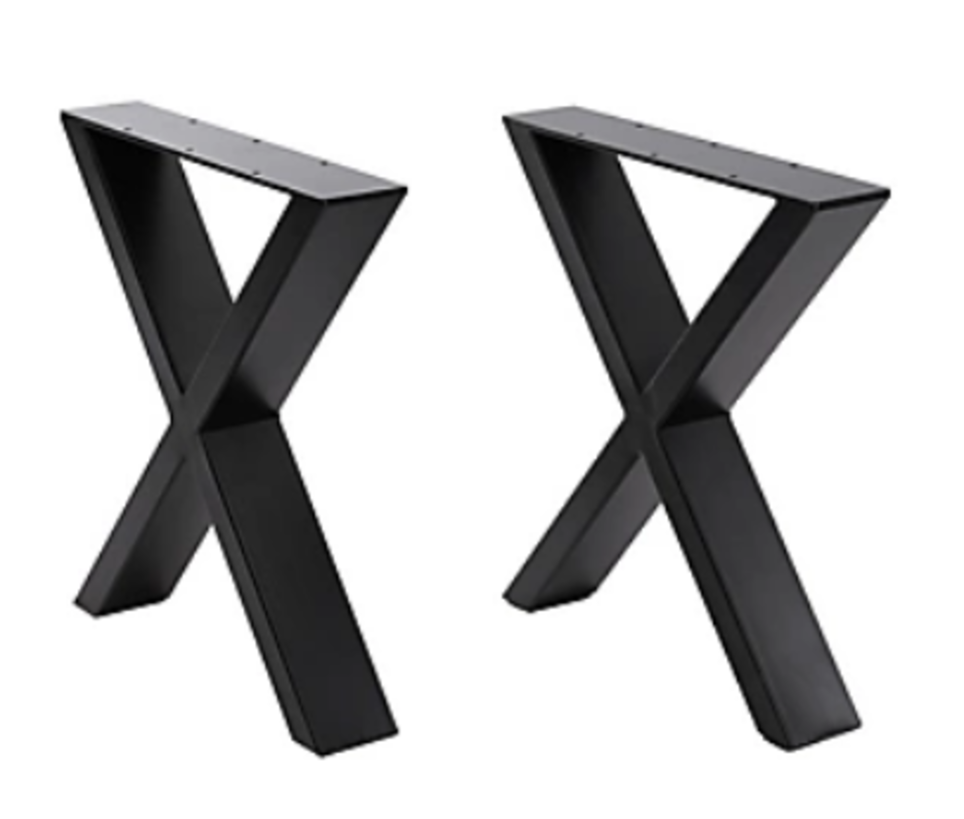 Set of 2 Black Industrial Heavy Duty X Shape Metal Table Legs - ER34