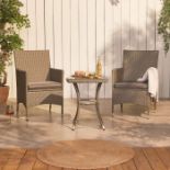 2 Seater Grey Rattan Garden Bistro Set - ER33