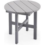 Adirondack Round Side Table for Garden - Compact & Portable Grey - ER33