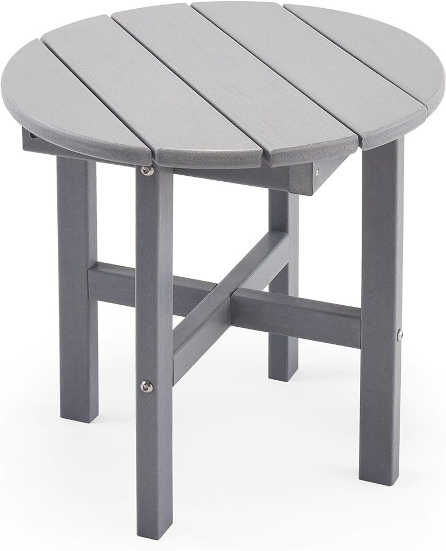 Adirondack Round Side Table for Garden - Compact & Portable Grey - ER33