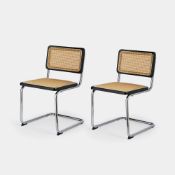Set of 2 Rattan and Chrome Turner Dining Chairs - ER34