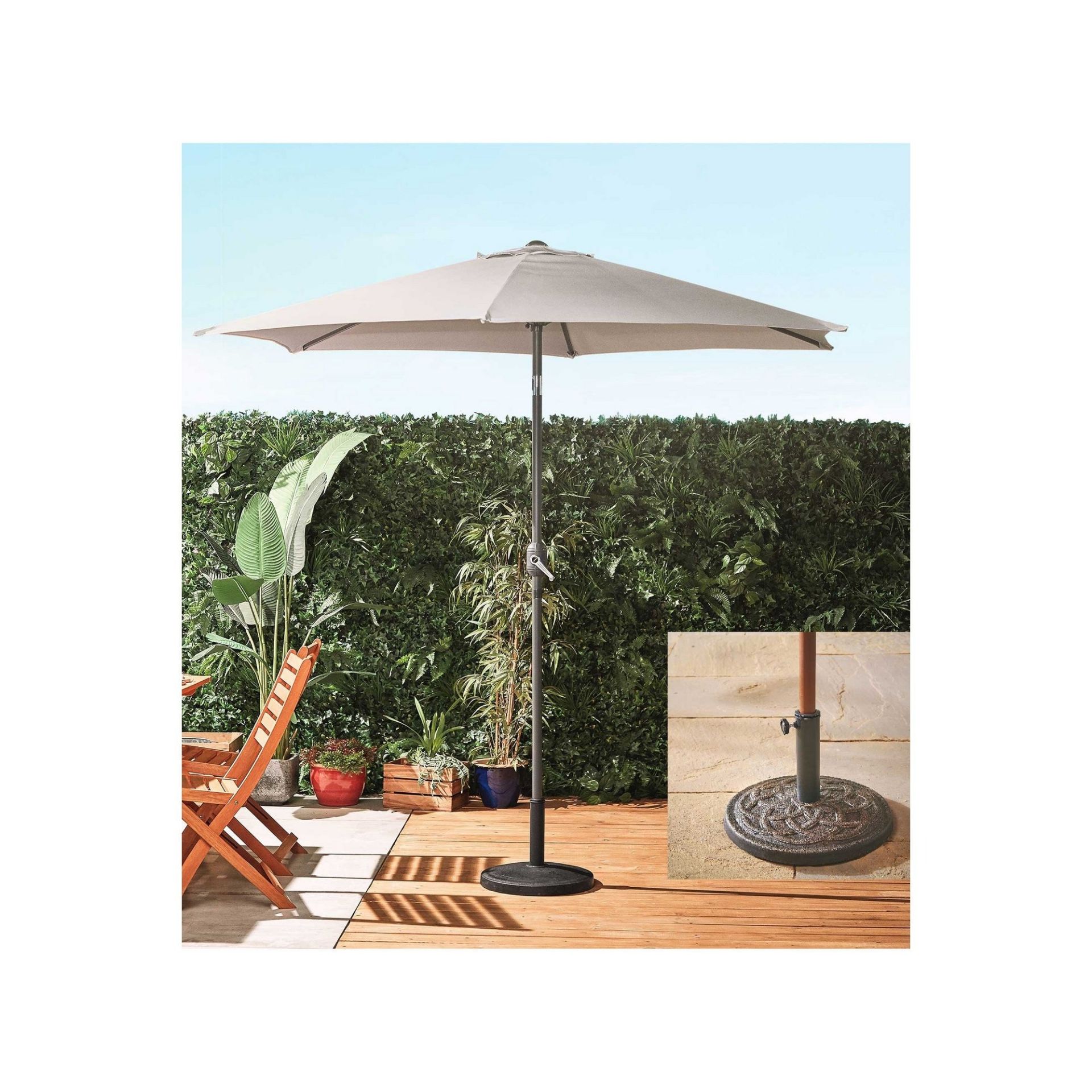 Grey 2.7m Steel Garden Parasol - ER23B