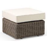 2x Rattan Footstools with Grey custions - Natural - ER33