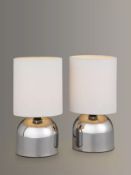 John Lewis Lucy Touch Table Lamps, Set of 2, White/Chrome. - EBR1.