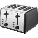 LOGIK L04TBK19 4-Slice Toaster - Black & Silver. - EBR3. - Start your day off with a lovely family