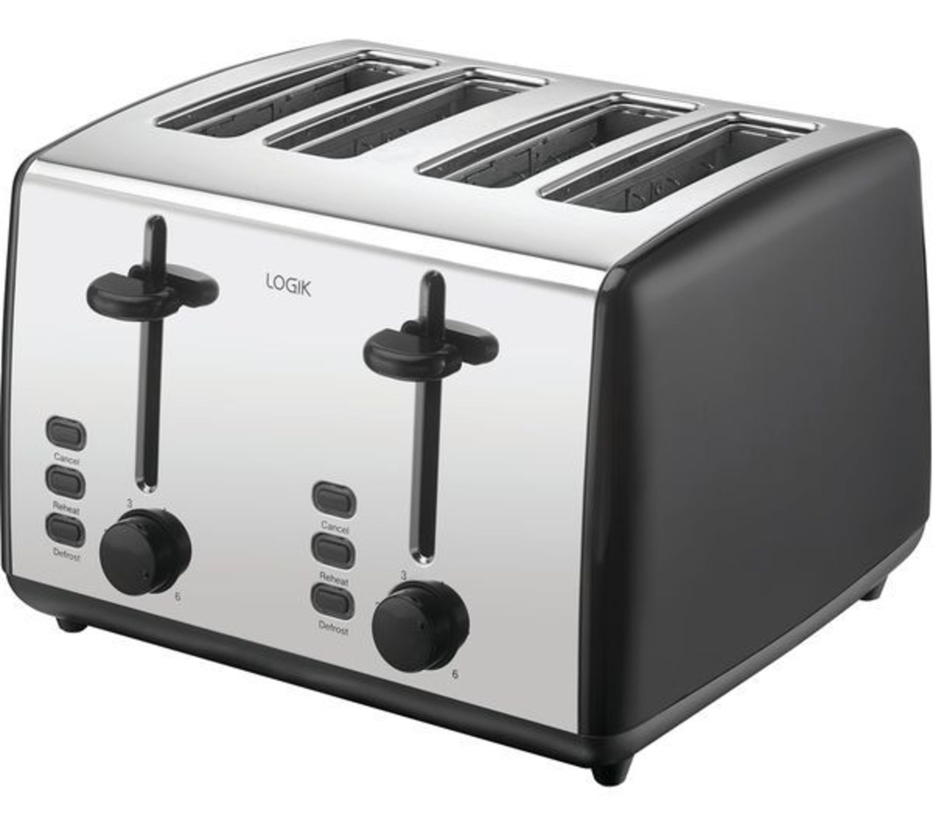 LOGIK L04TBK19 4-Slice Toaster - Black & Silver. - EBR3. - Start your day off with a lovely family