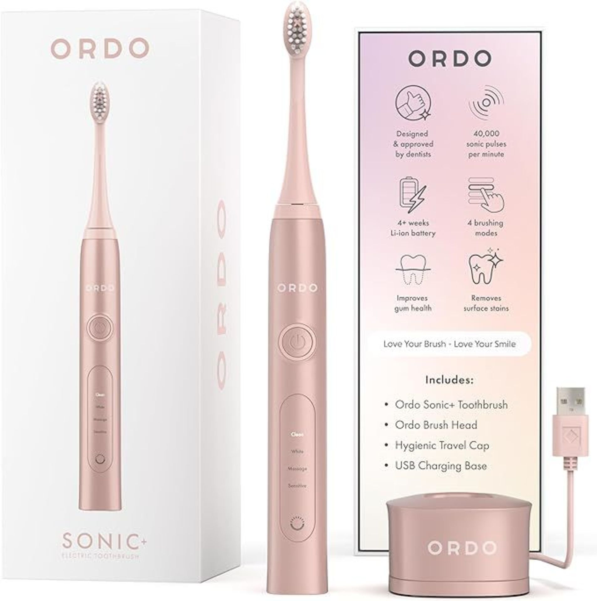 Ordo Sonic Electric Tootbrush Advanced Smart Tech with Fast Rechargable Battery and Silicone-