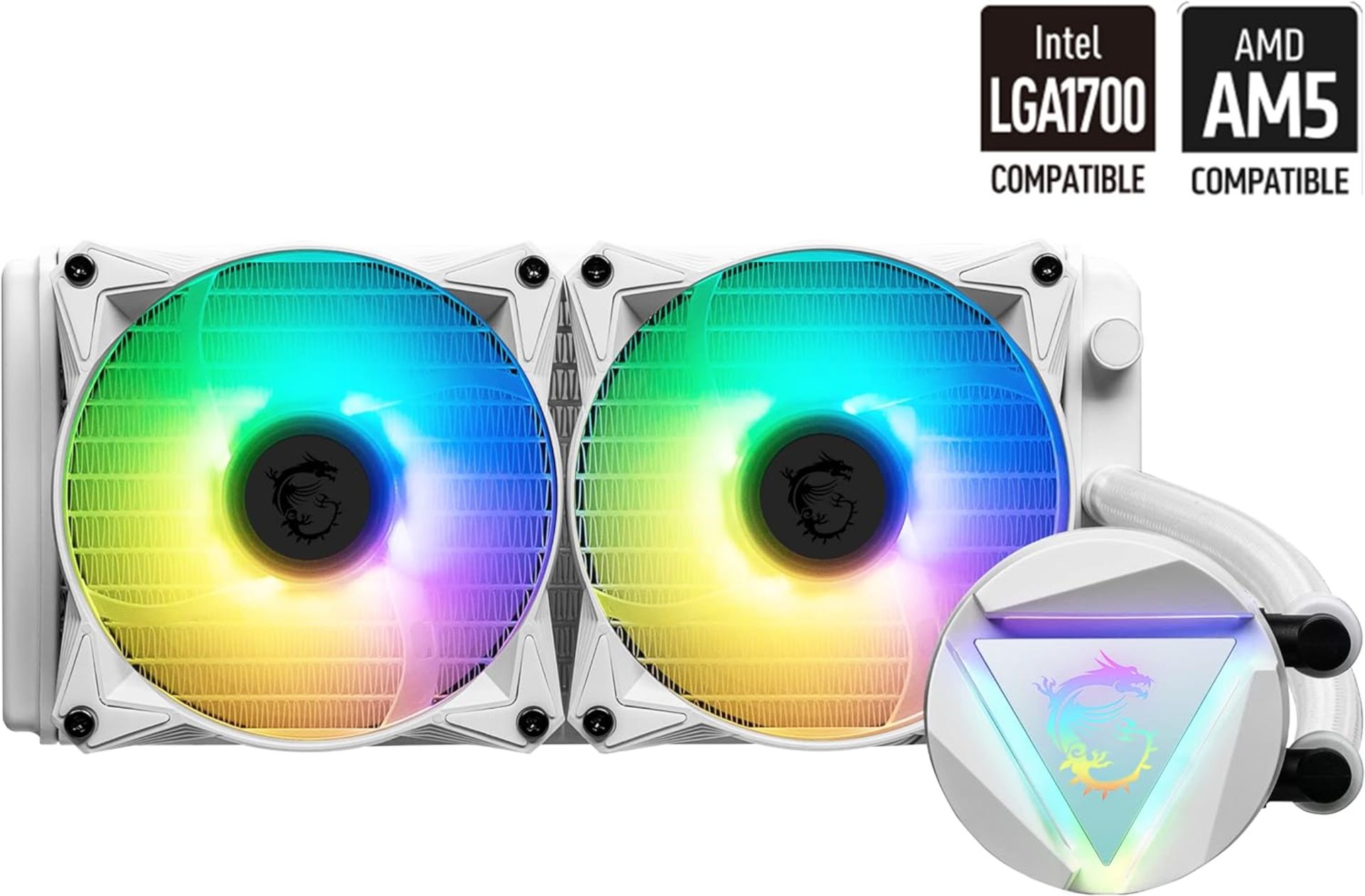 2x BRAND NEW FACTORY SEALED MSI MAG Coreliquid 240R V2 White 240MM AIO Liquid CPU Cooler. RRP £87.98 - Image 7 of 7