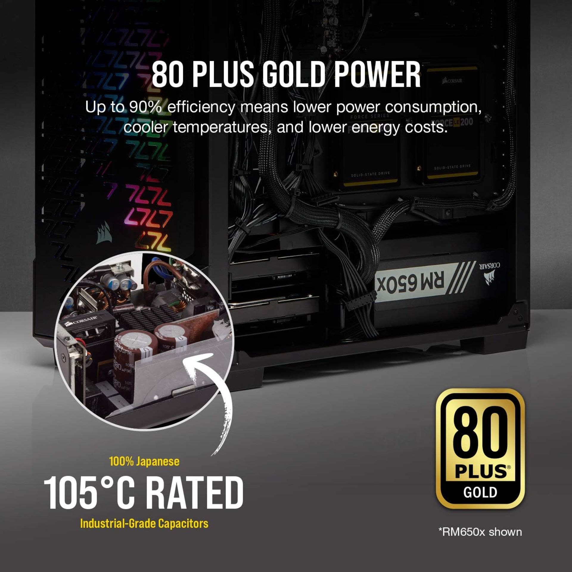 BRAND NEW FACTORY SEALED CORSAIR RM750x 80 PLUS Gold 750 W Fully Modular ATX Power Supply Unit. - Image 3 of 10