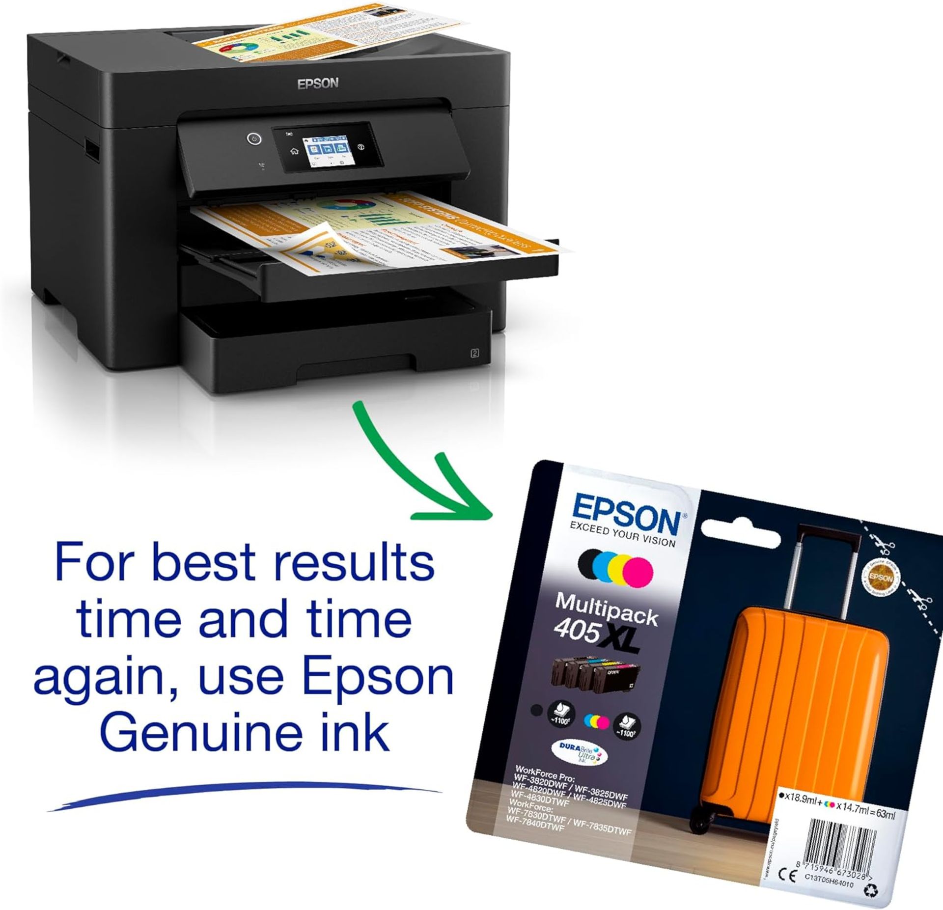 BRAND NEW FACTORY SEALED EPSON WF-7830DTWF All-in-One Wireless Colour Printer with Scanner, - Bild 6 aus 7