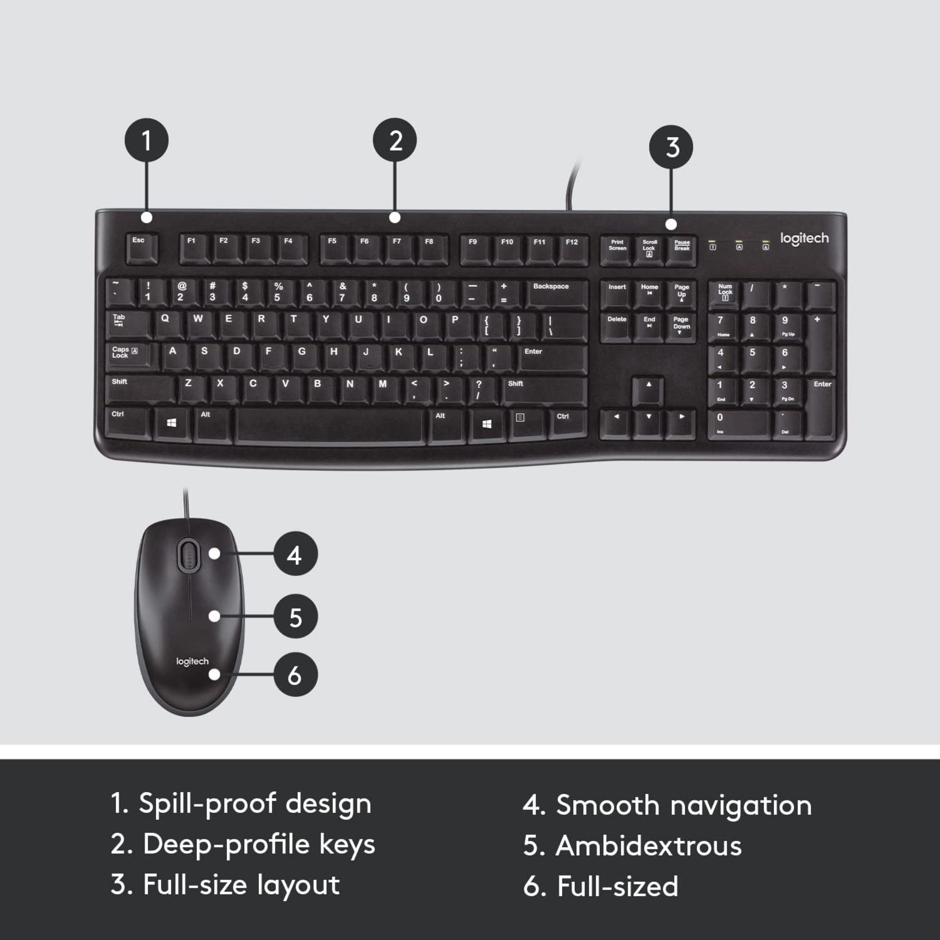 5x BRAND NEW FACTORY SEALED LOGITECH MK120 Wired Keyboard and Mouse Combo for Windows. RRP £24.99 - Bild 6 aus 8