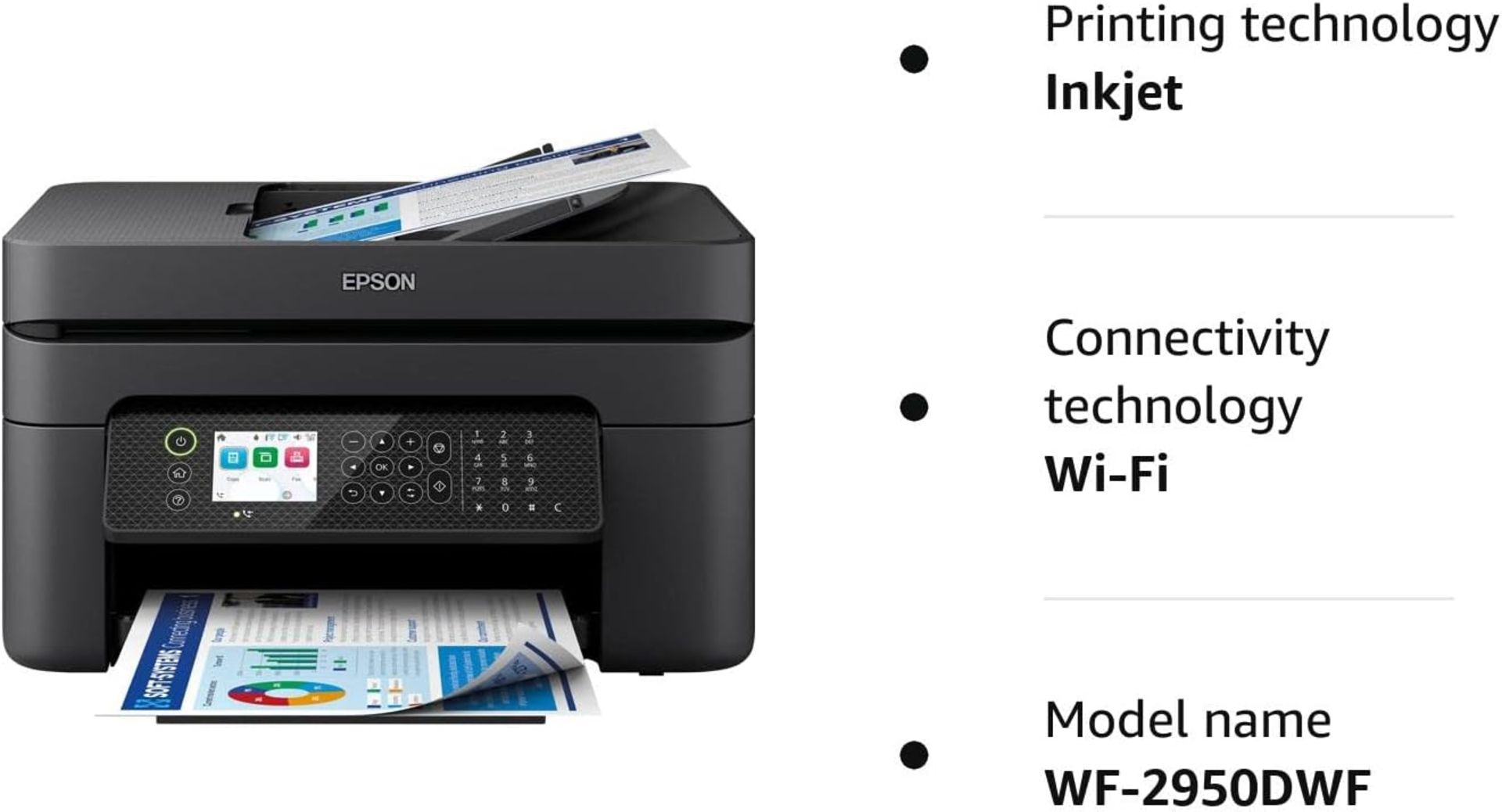 EPSON WF-2950DWF A4 Multifunction Wireless Inkjet Printer. RRP £99.99. (R6R). COMPACT AND - Image 9 of 9