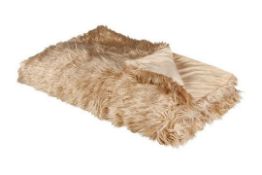 Faux Fur Bedspread 150 x 200 cm Light Brown DELICE RRP £200 - ER23