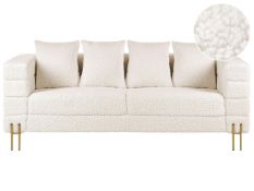 Beliani Modern Boucle Sofa Upholstered Couch Metal Legs White Granna RRP £800 - ER20