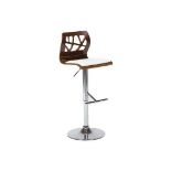 Petersburg Bar Stool Dark Wood Faux Leather White. - ER23. RRP £199.99.