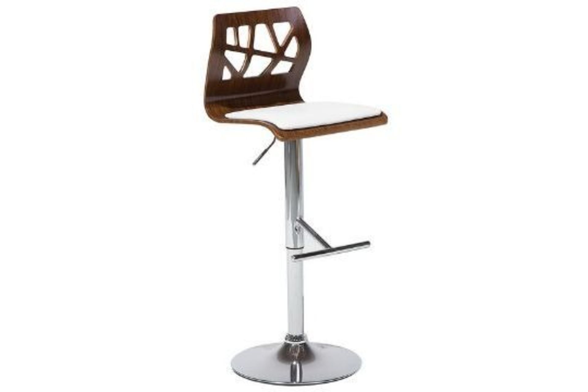 Petersburg Bar Stool Dark Wood Faux Leather White. - ER23. RRP £199.99.