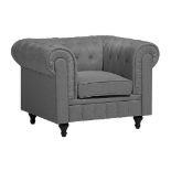 Fabric Armchair LIght Grey CHESTERFIELD Big RRP £900 - ER23