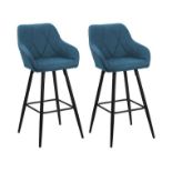Set of 2 Fabric Bar Chairs Blue DARIEN RRP £200 - ER20