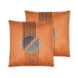 Set of 2 Velvet Cushions 45 x 45 cm Orange CEROPEGIA RRP £100 - ER20