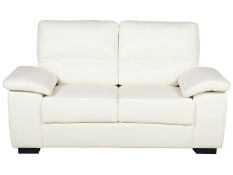 2 Seater Faux Leather Sofa Cream VOGAR RRP £600 - ER20