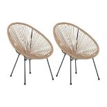 Acapulco Set of 2 PE Rattan Accent Chairs Natural. - ER24. RRP £489.99.