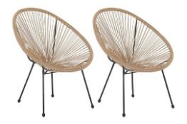 Acapulco Set of 2 PE Rattan Accent Chairs Natural. - ER24. RRP £489.99.
