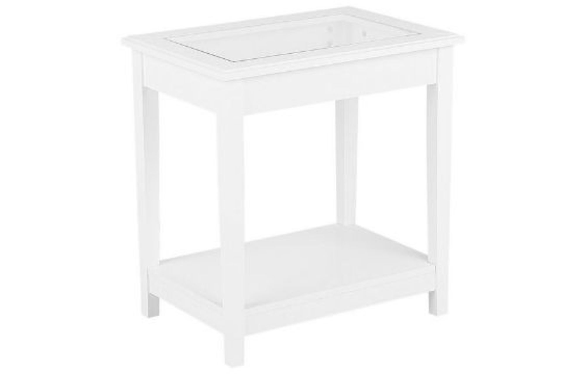 End Table with Glass Top White ATTU RRP £150 - ER23