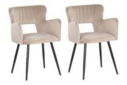 Set of 2 Velvet Dining Chairs Taupe SANILAC RRP £250 - ER23