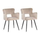 Set of 2 Velvet Dining Chairs Taupe SANILAC RRP £250 - ER23