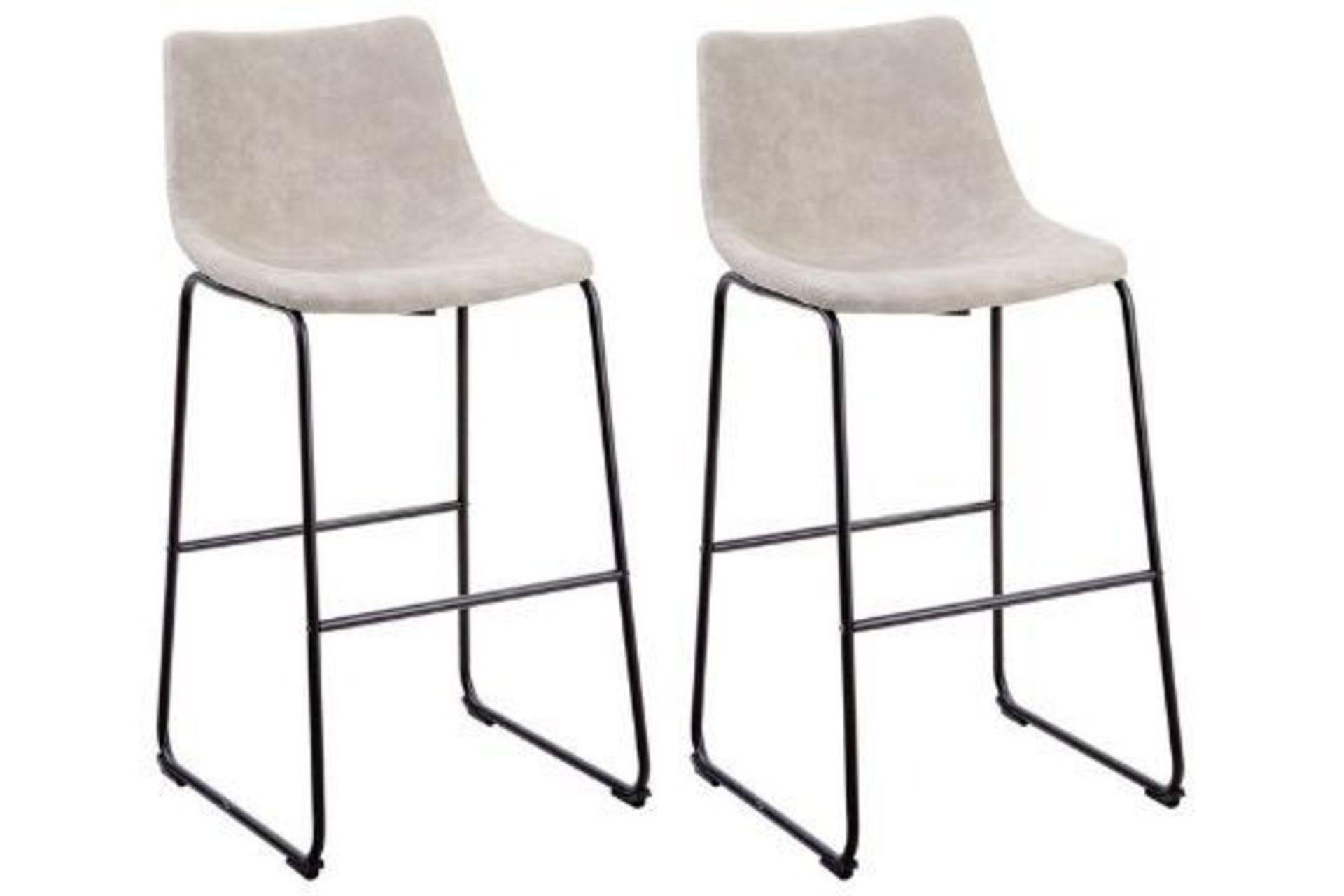 Franks Set of 2 Fabric Bar Chairs Beige. - ER23. RRP £249.99