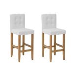 Madison Set of 2 Bar Chairs Faux Leather Off-White. - ER23. RRP £319.99