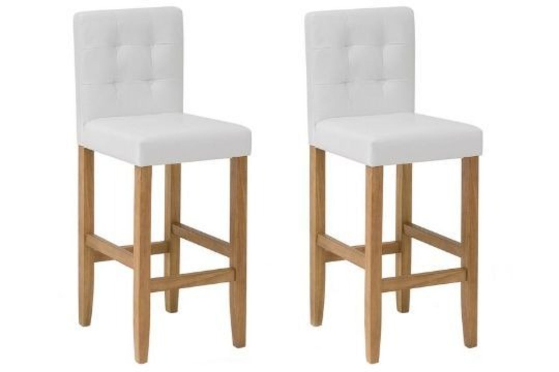Madison Set of 2 Bar Chairs Faux Leather Off-White. - ER23. RRP £319.99