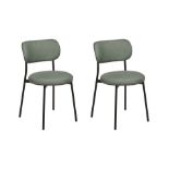 Set of 2 Fabric Dining Chairs Green CASEY RRP £150 - ER20