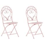 Set of 2 Metal Garden Chairs Pink ALBINIA RRP £100 - ER20