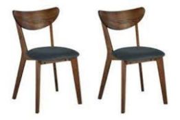 Set of 2 Dining Chairs Dark Wood with Grey ERIE RRP £300 - ER23
