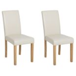 Set of 2 Faux Leather Dining Chairs Beige BROADWAY RRP £100 - ER20