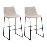 Set of 2 Fabric Bar Chairs Beige FRANKS RRP £200 - ER20