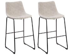 Set of 2 Fabric Bar Chairs Beige FRANKS RRP £200 - ER20