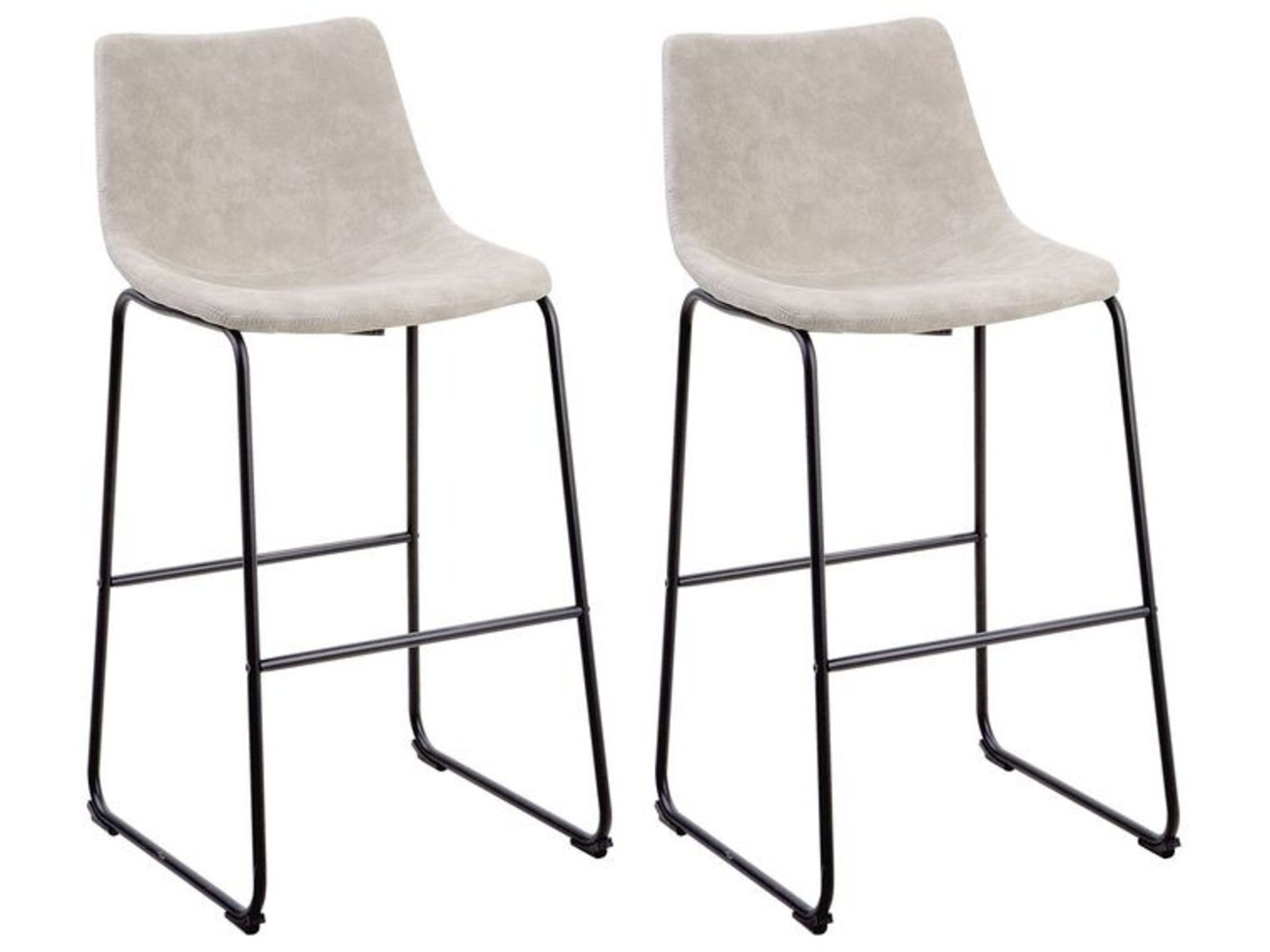 Set of 2 Fabric Bar Chairs Beige FRANKS RRP £200 - ER20